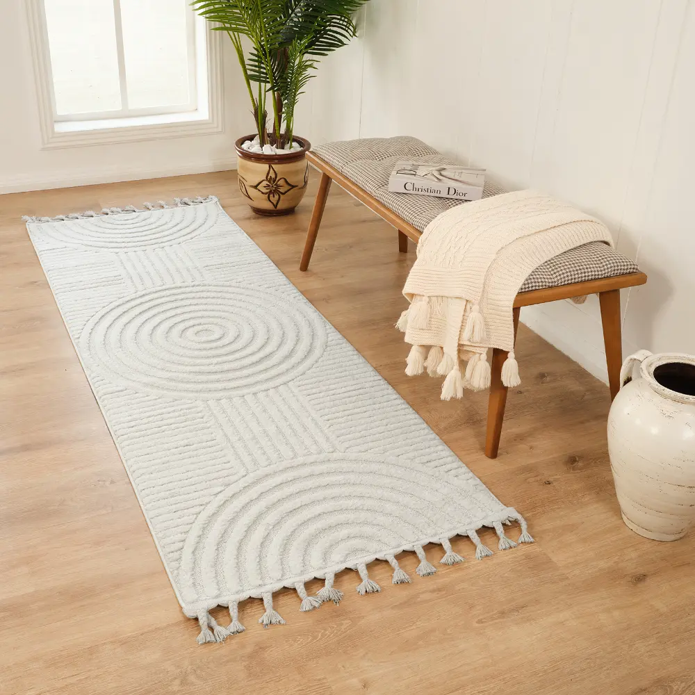 Matilda Scandi Geometric High Pile Ivory Rug - Image 2
