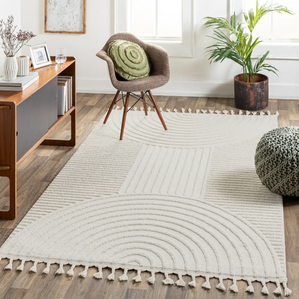 Matilda Scandi Geometric High Pile Ivory Rug - Image 5