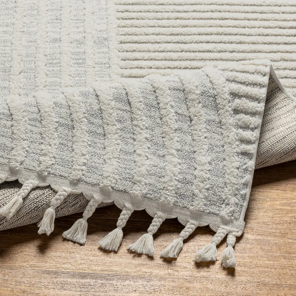 Matilda Scandi Modern High Pile Ivory/Grey Rug - Image 4