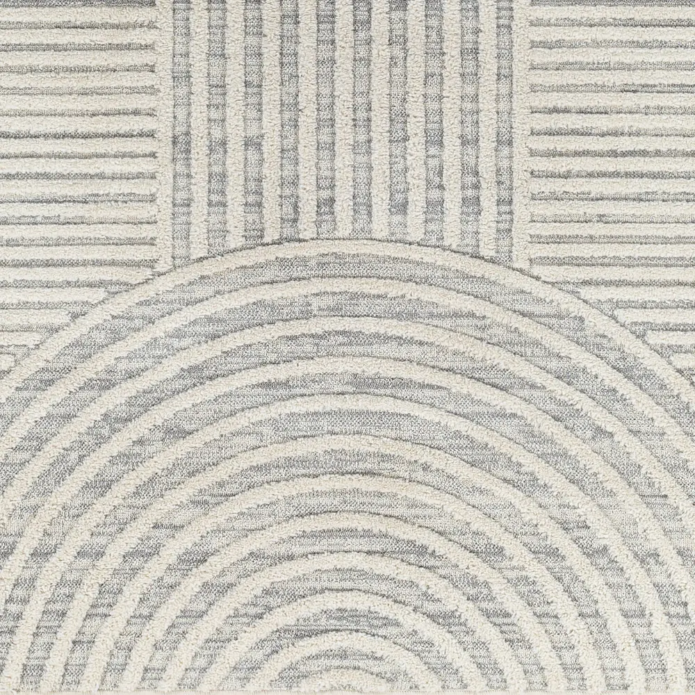 Matilda Scandi Modern High Pile Ivory/Grey Rug - Image 5