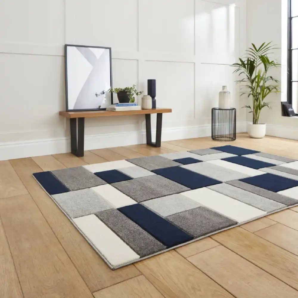 Matrix Think MT61 Grey Navy Rug - Image 2