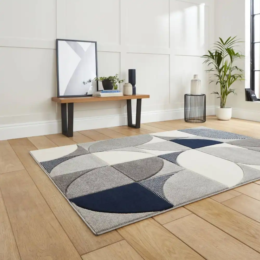 Matrix Think MT63 Grey Navy Rug - Image 2