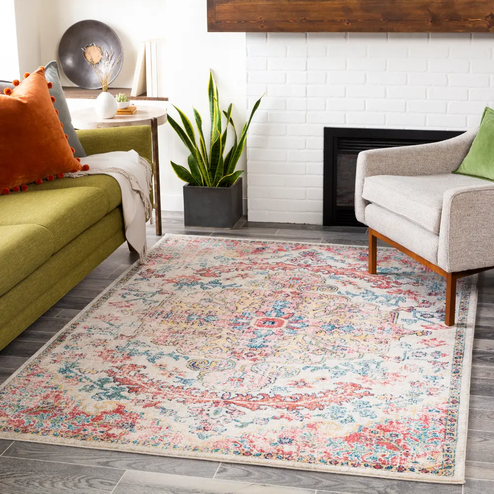 Maverick Vintage Oriental Boho Bright Red Rug - Image 2