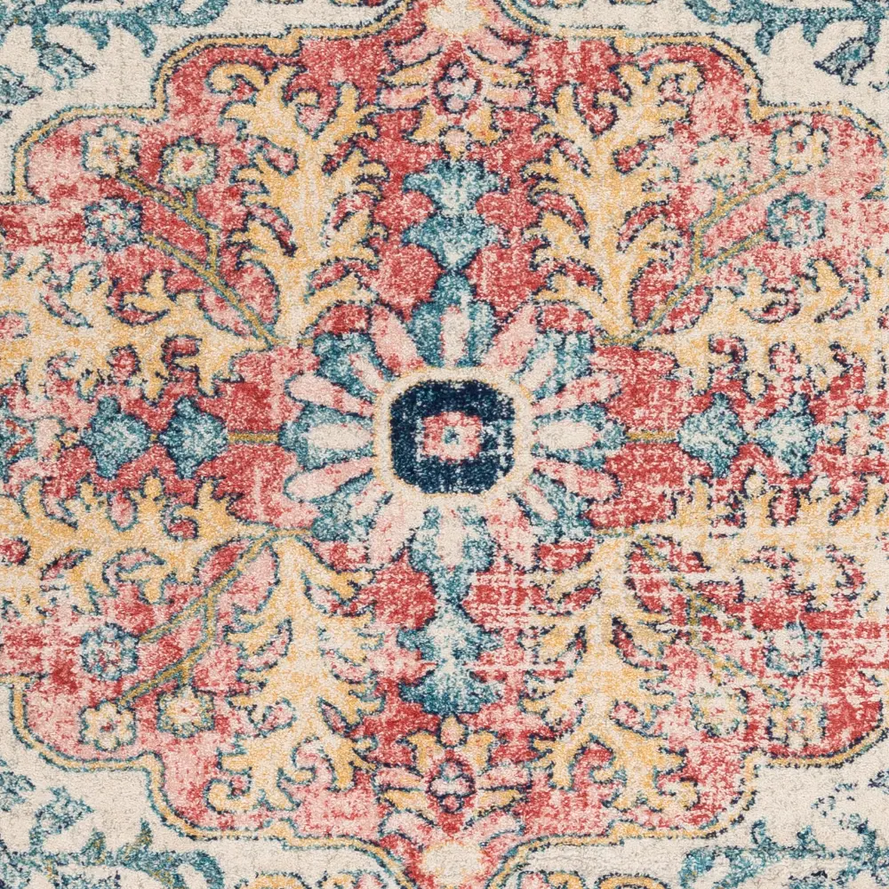 Maverick Vintage Oriental Boho Sky Blue/Garnet Rug - Image 8