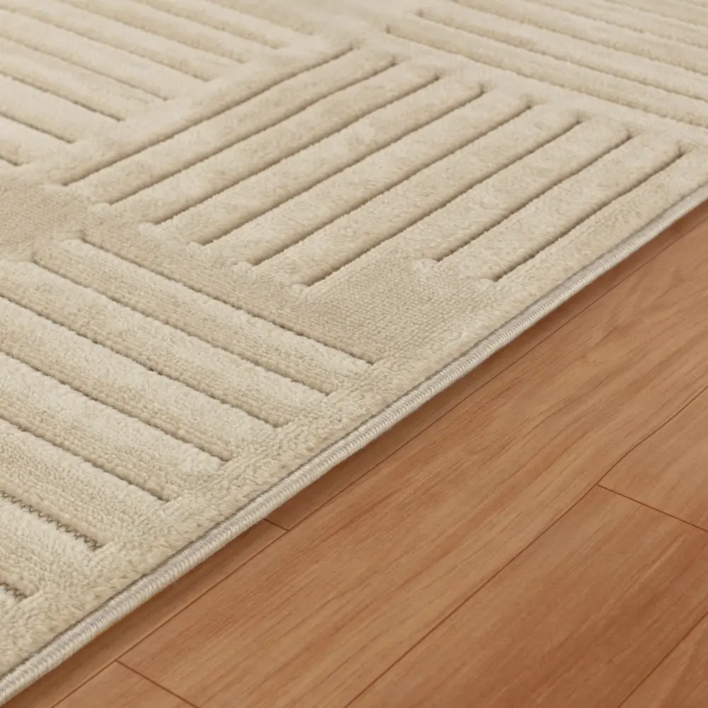 Midori In- & Outdoor 3D High & Low Pile Textured Beige Rug - Image 5