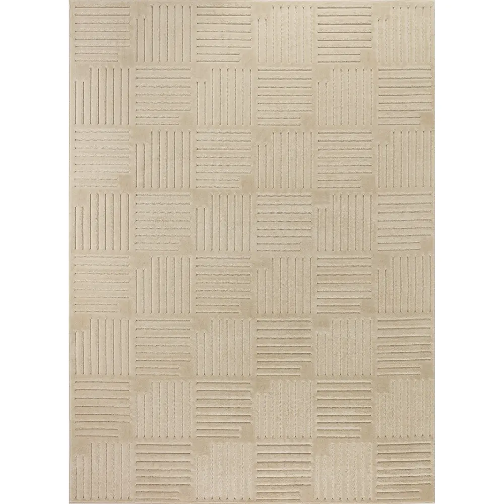 Midori In- & Outdoor 3D High & Low Pile Textured Beige Rug - Image 7