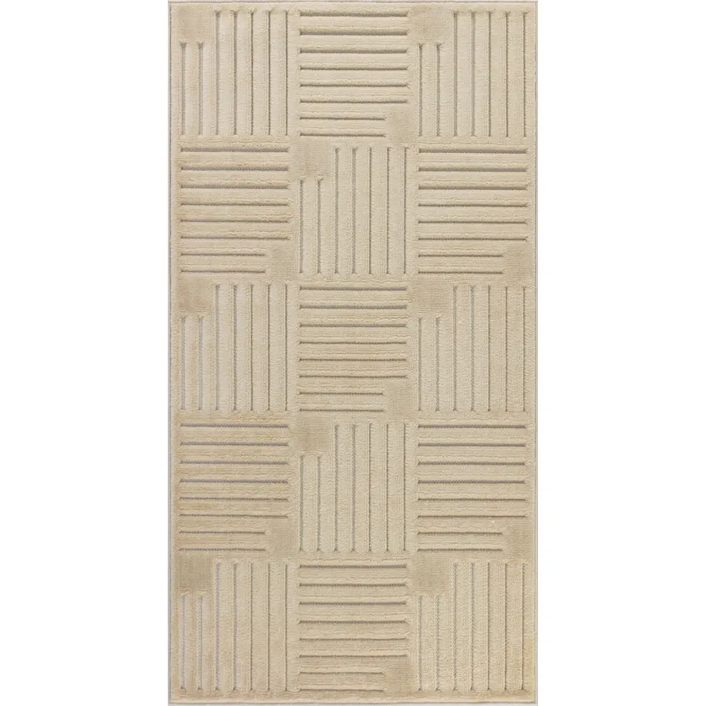Midori In- & Outdoor 3D High & Low Pile Textured Beige Rug - Image 9