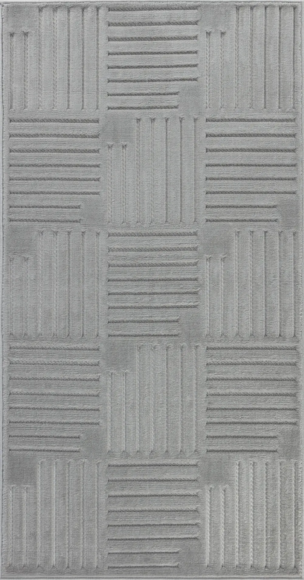 Midori In- & Outdoor 3D High & Low Pile Textured Grey Rug - Image 2