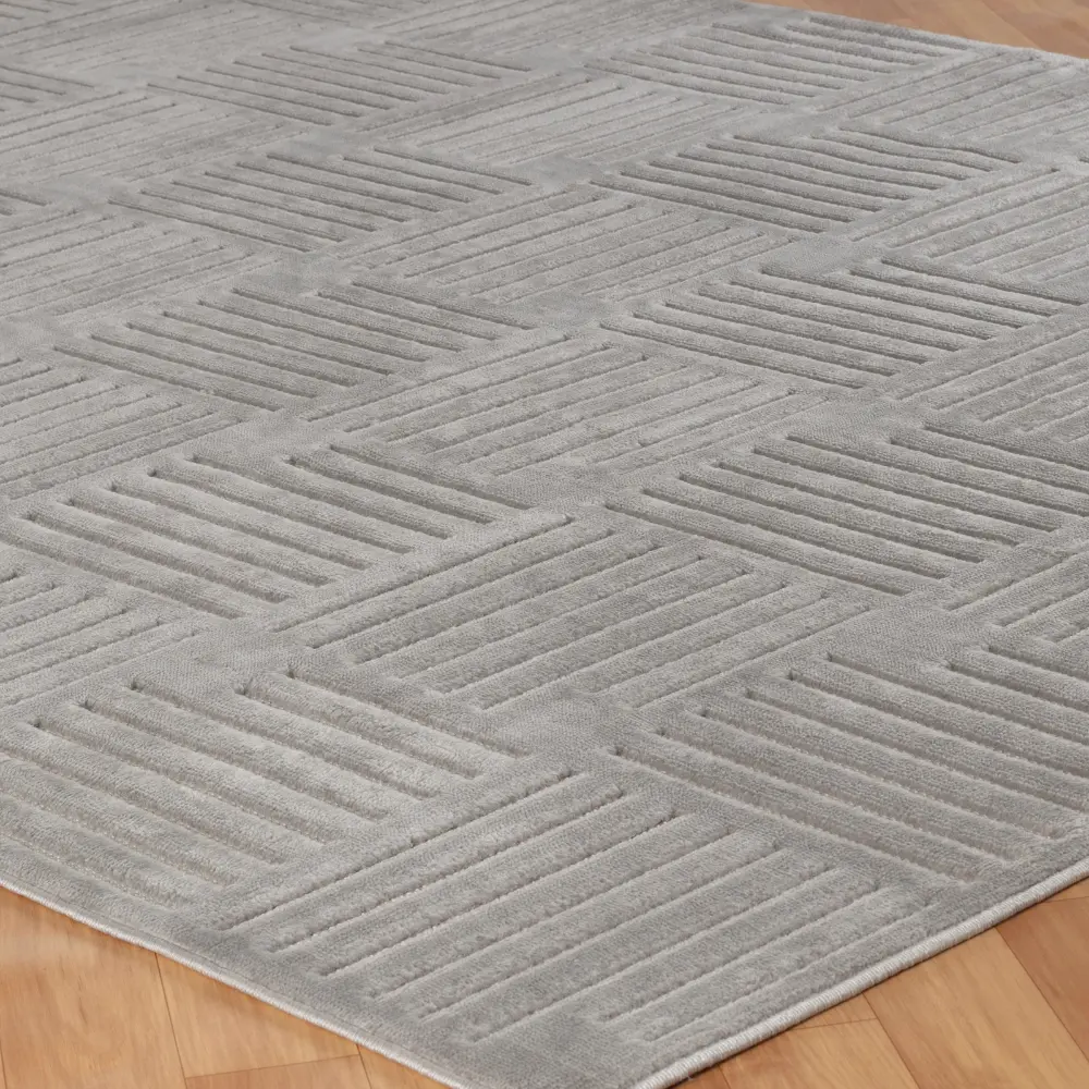 Midori In- & Outdoor 3D High & Low Pile Textured Grey Rug - Image 3
