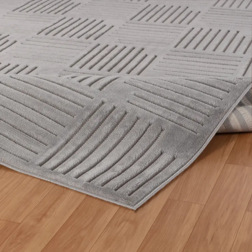 Midori In- & Outdoor 3D High & Low Pile Textured Grey Rug - Image 4