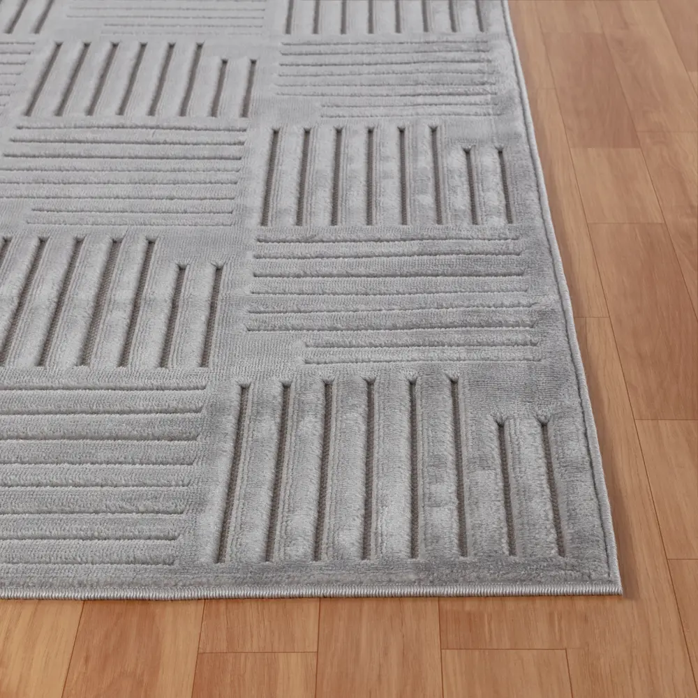 Midori In- & Outdoor 3D High & Low Pile Textured Grey Rug - Image 5