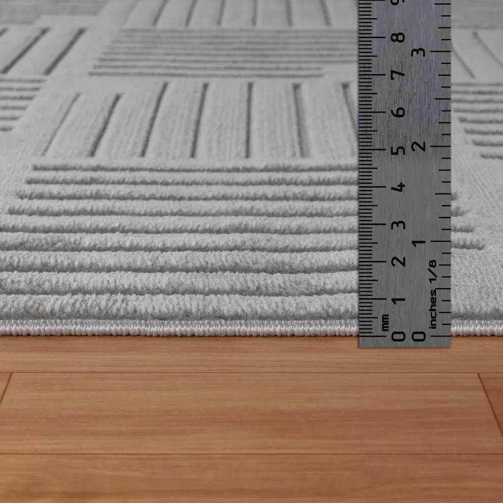Midori In- & Outdoor 3D High & Low Pile Textured Grey Rug - Image 6