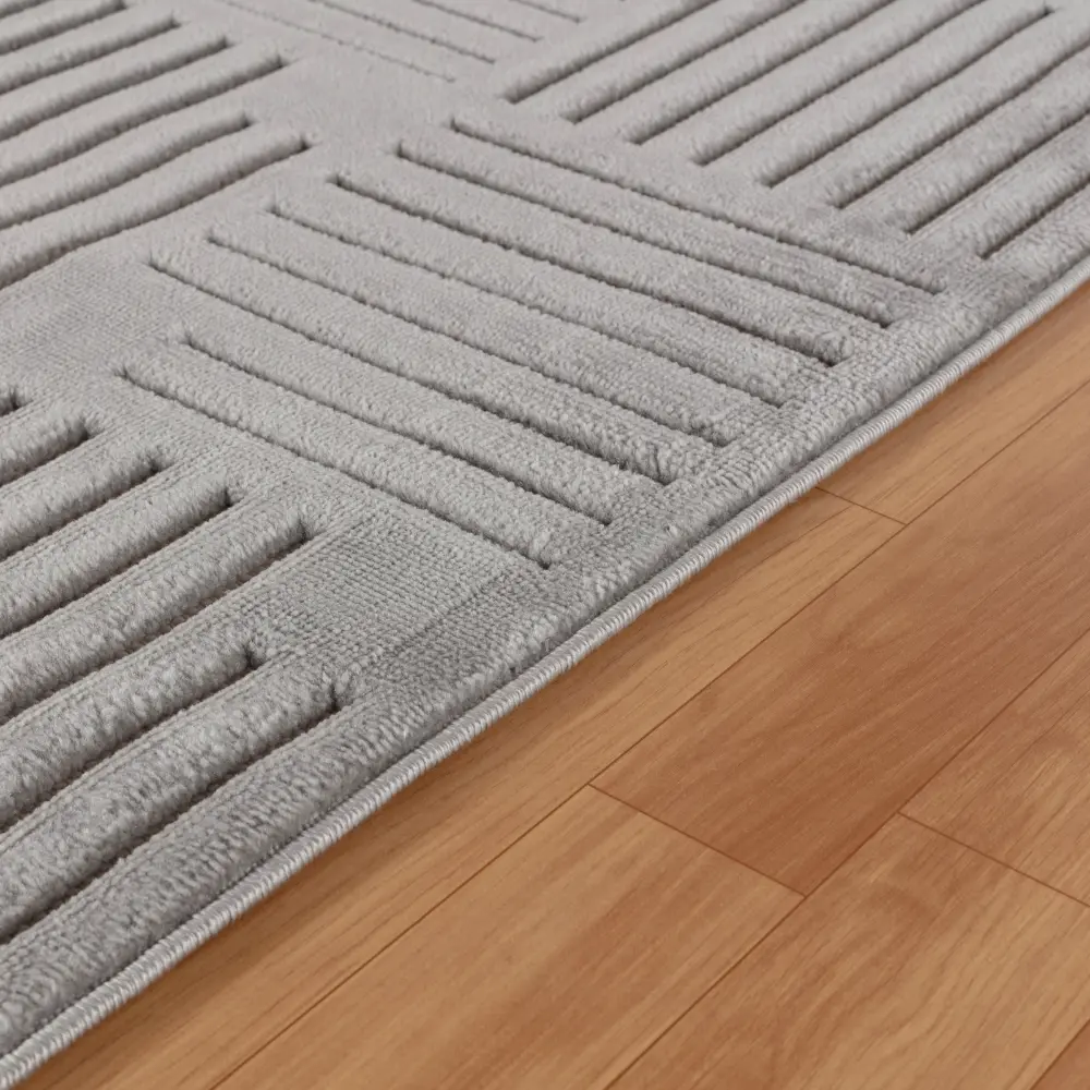 Midori In- & Outdoor 3D High & Low Pile Textured Grey Rug - Image 8