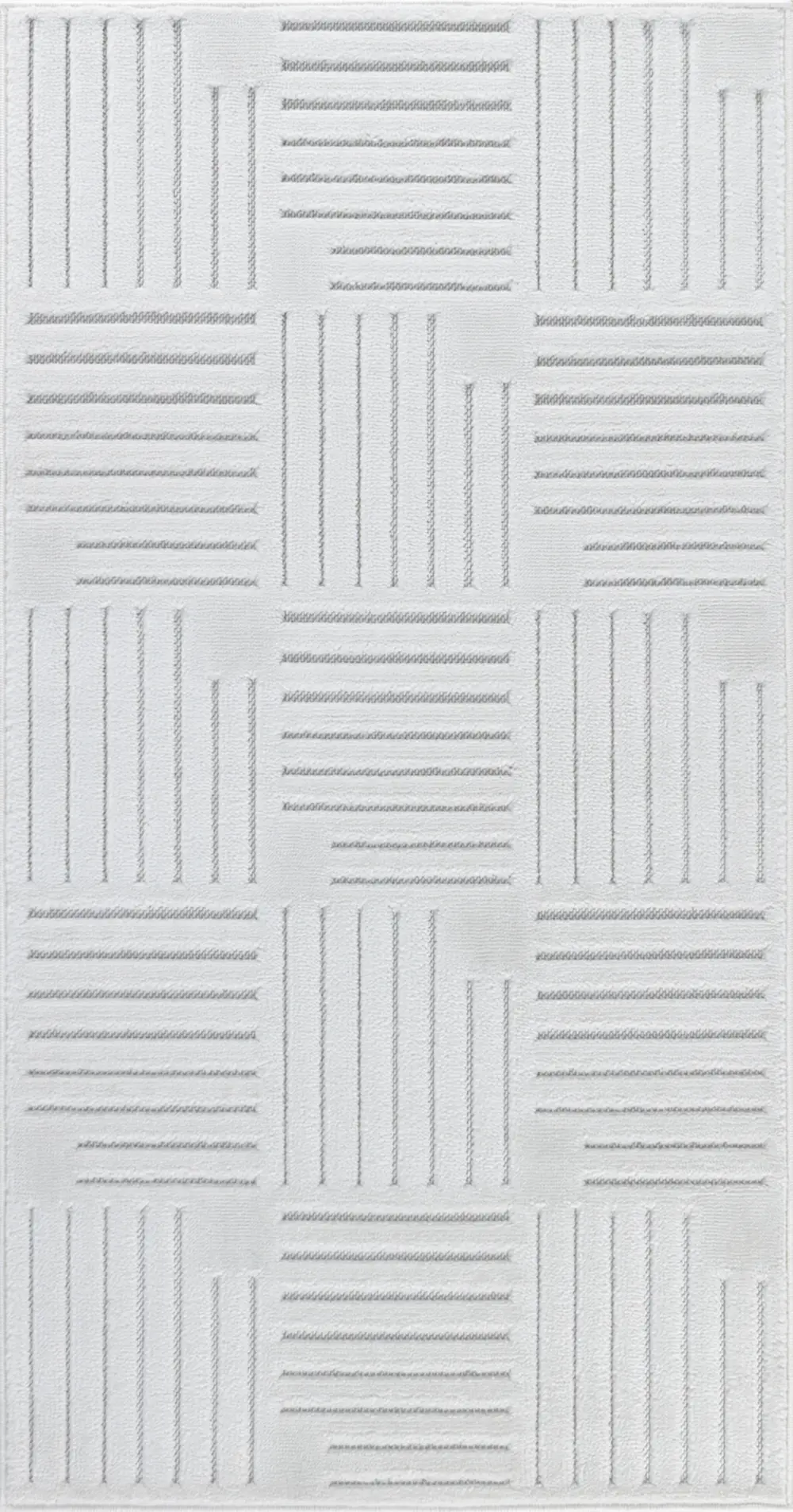 Midori In- & Outdoor 3D High & Low Pile Textured White Rug - Image 2