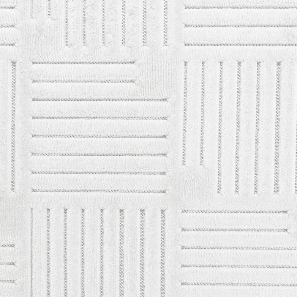 Midori In- & Outdoor 3D High & Low Pile Textured White Rug - Image 5