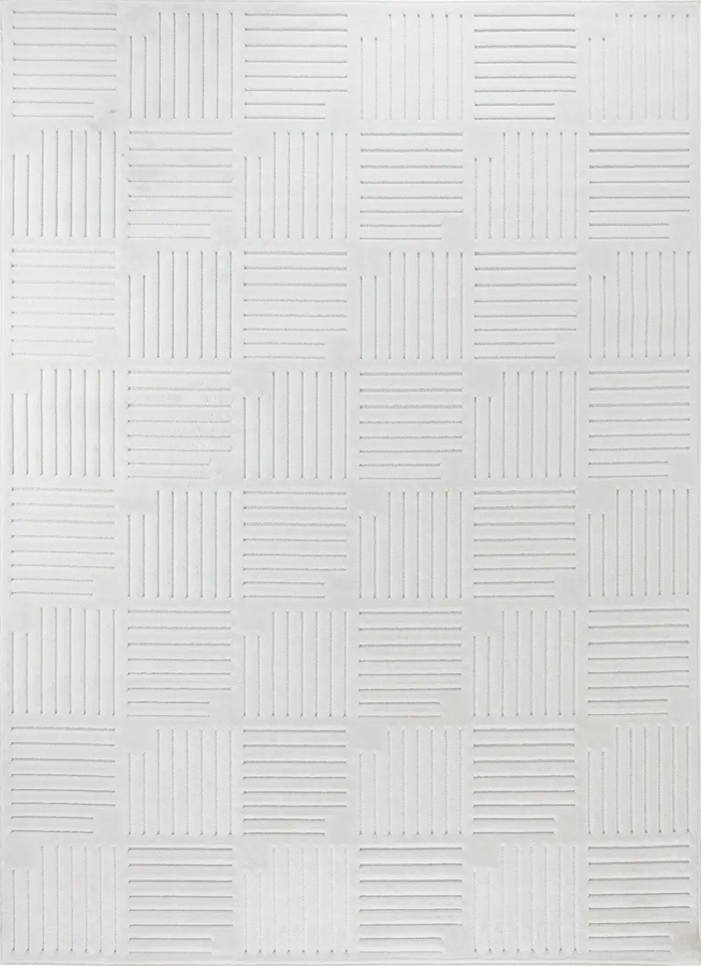 Midori In- & Outdoor 3D High & Low Pile Textured White Rug - Image 7