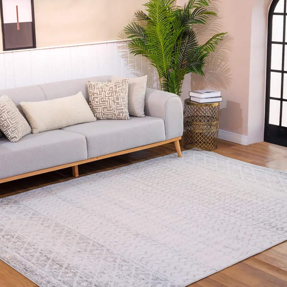 Mila Scandi Geometric Light Grey/White Rug - Image 11