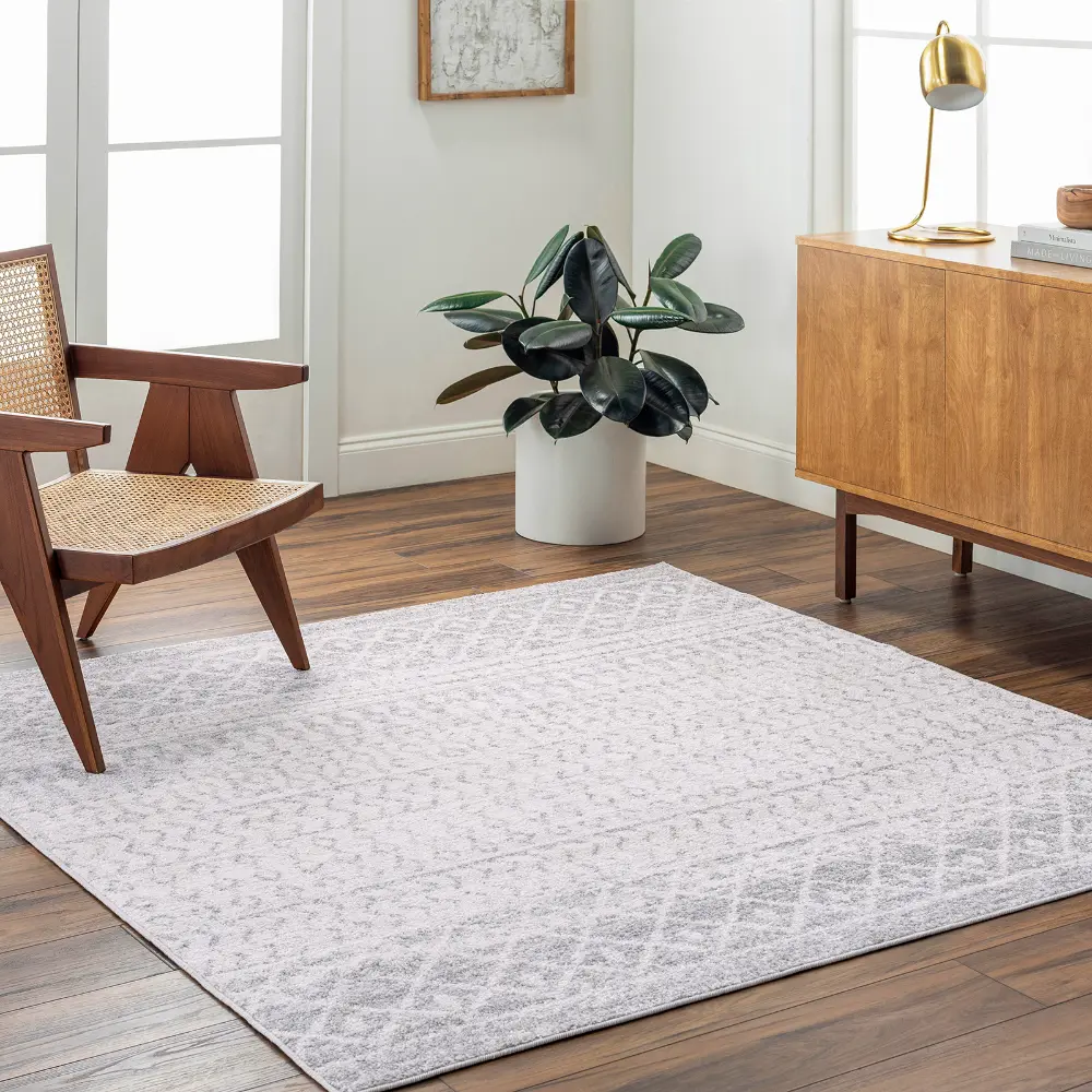 Mila Scandi Geometric Light Grey/White Rug - Image 16