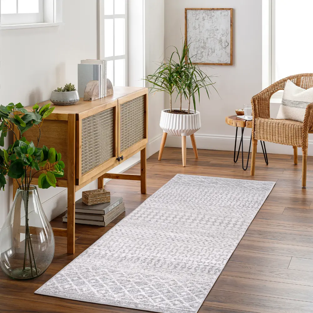 Mila Scandi Geometric Light Grey/White Rug - Image 3