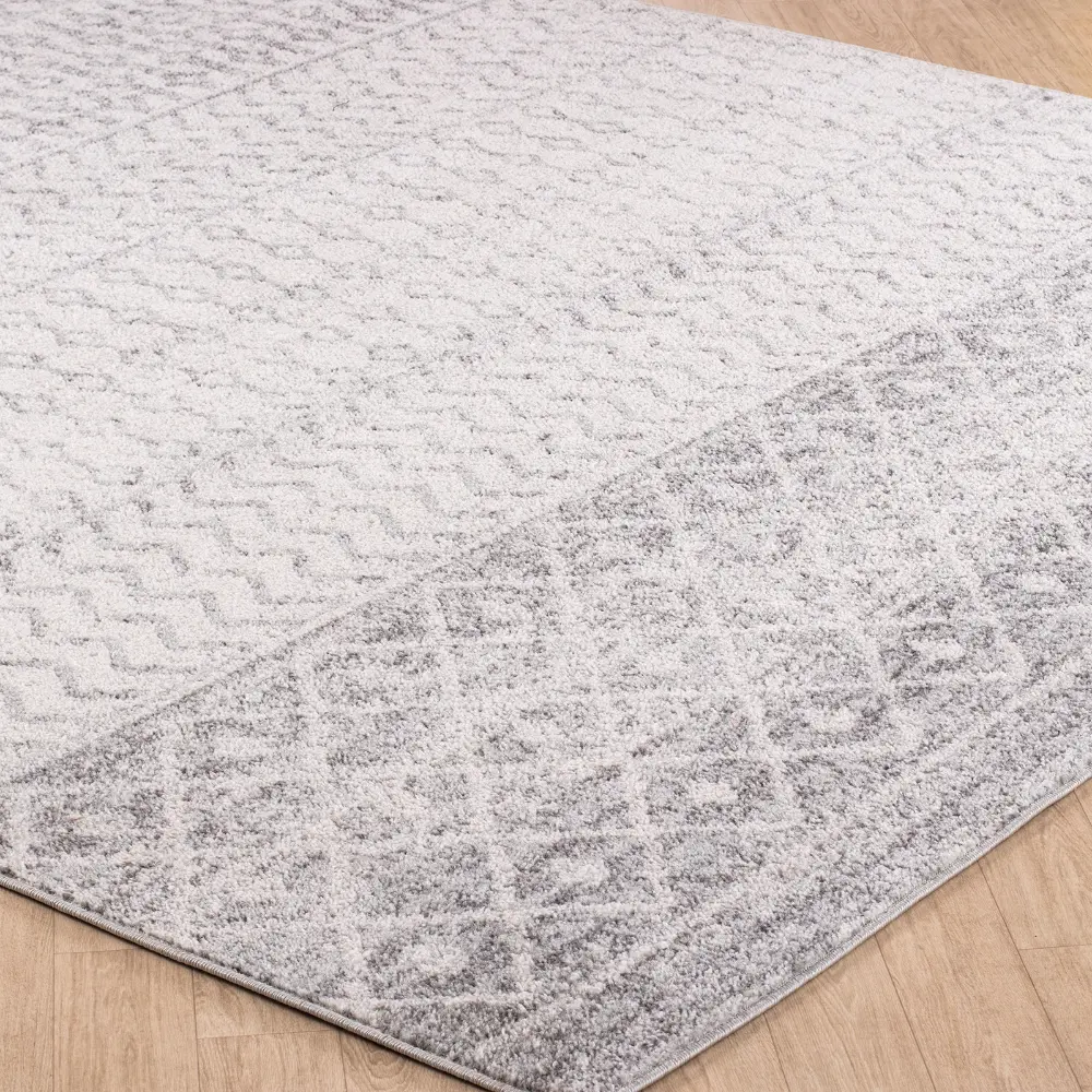 Mila Scandi Geometric Light Grey/White Rug - Image 7