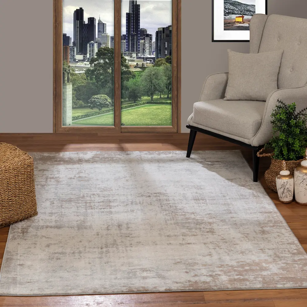 Milena Abstract Modern Marble Beige/White Rug - Image 2