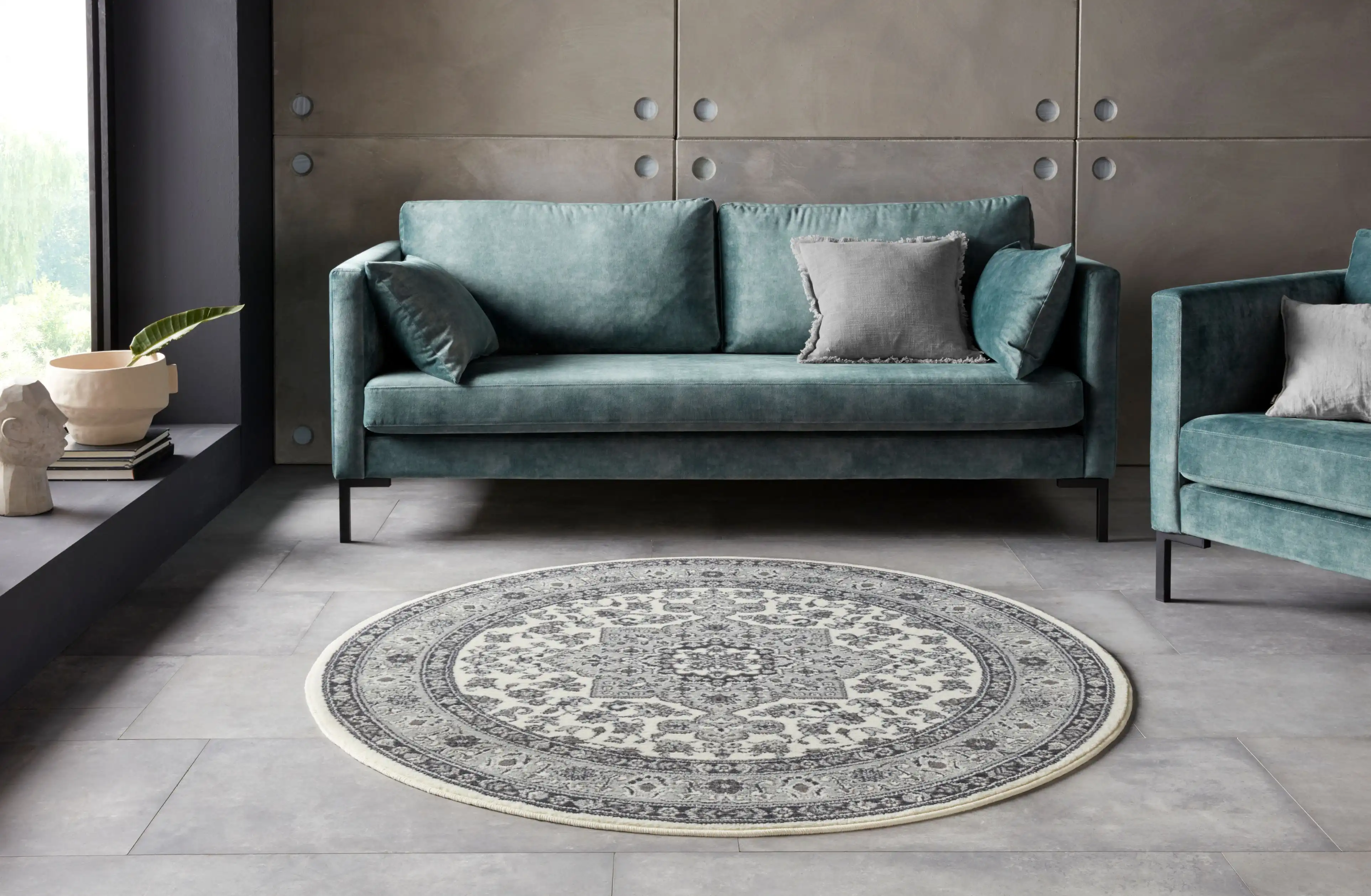 Mirkan 104107 Tabriz Cream Grey Rug - Image 4