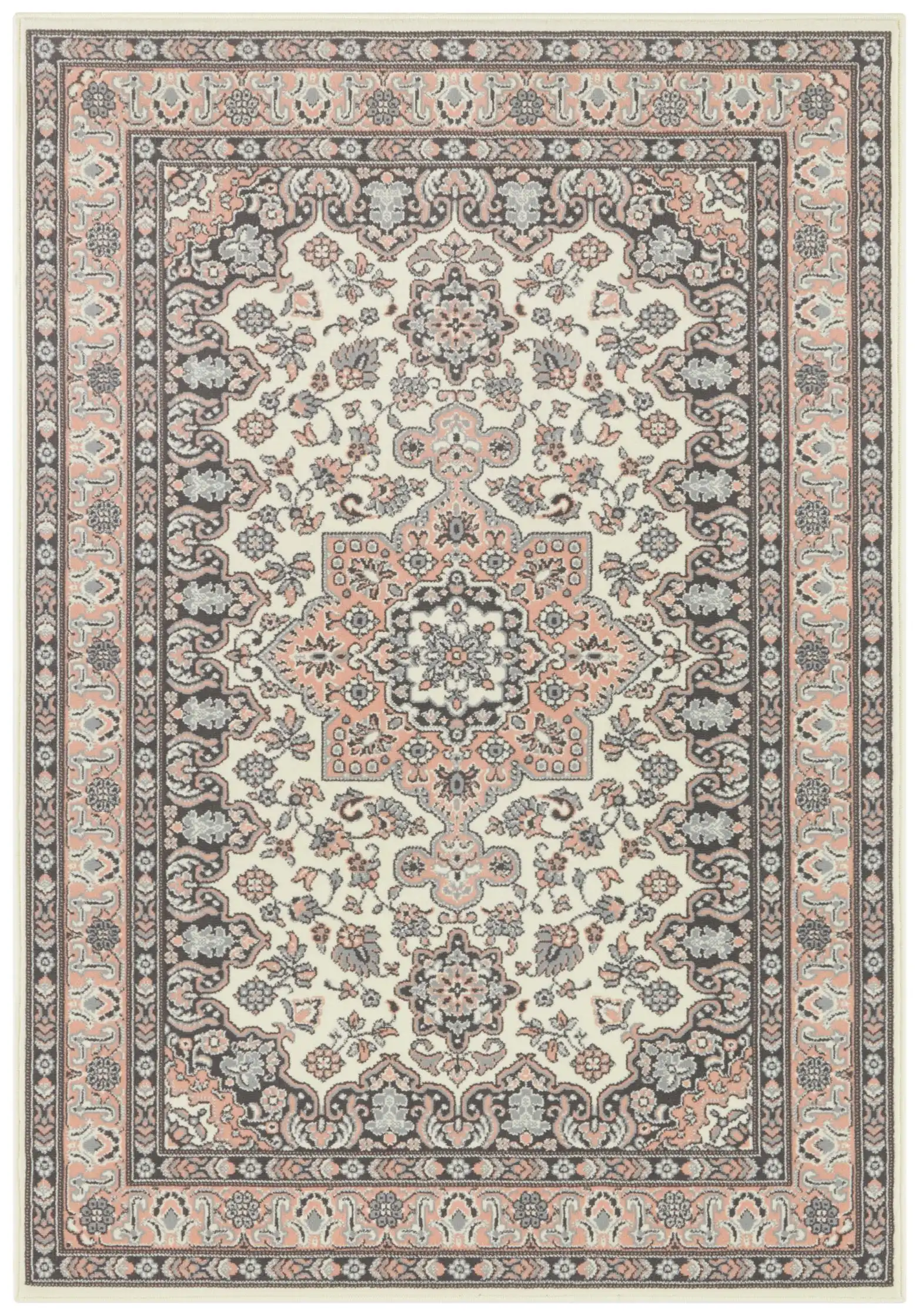 Mirkan 104443 Tabriz Cream Rose Rug - Image 2