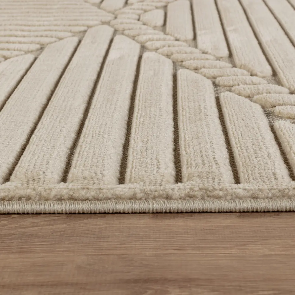 Mitsuko In- & Outdoor 3D High & Low Pile Textured Beige Rug - Image 4
