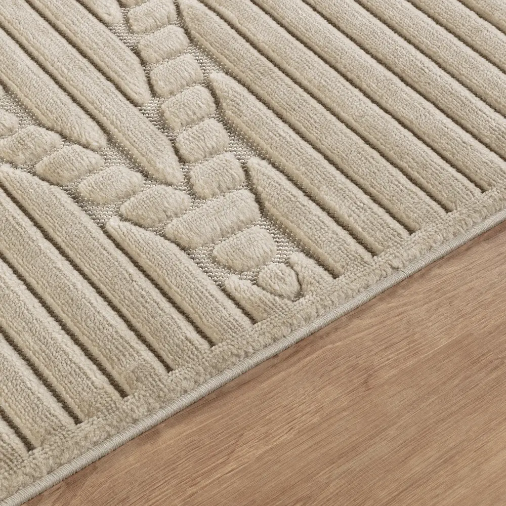 Mitsuko In- & Outdoor 3D High & Low Pile Textured Beige Rug - Image 5