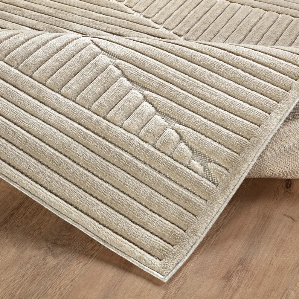 Mitsuko In- & Outdoor 3D High & Low Pile Textured Beige Rug - Image 8