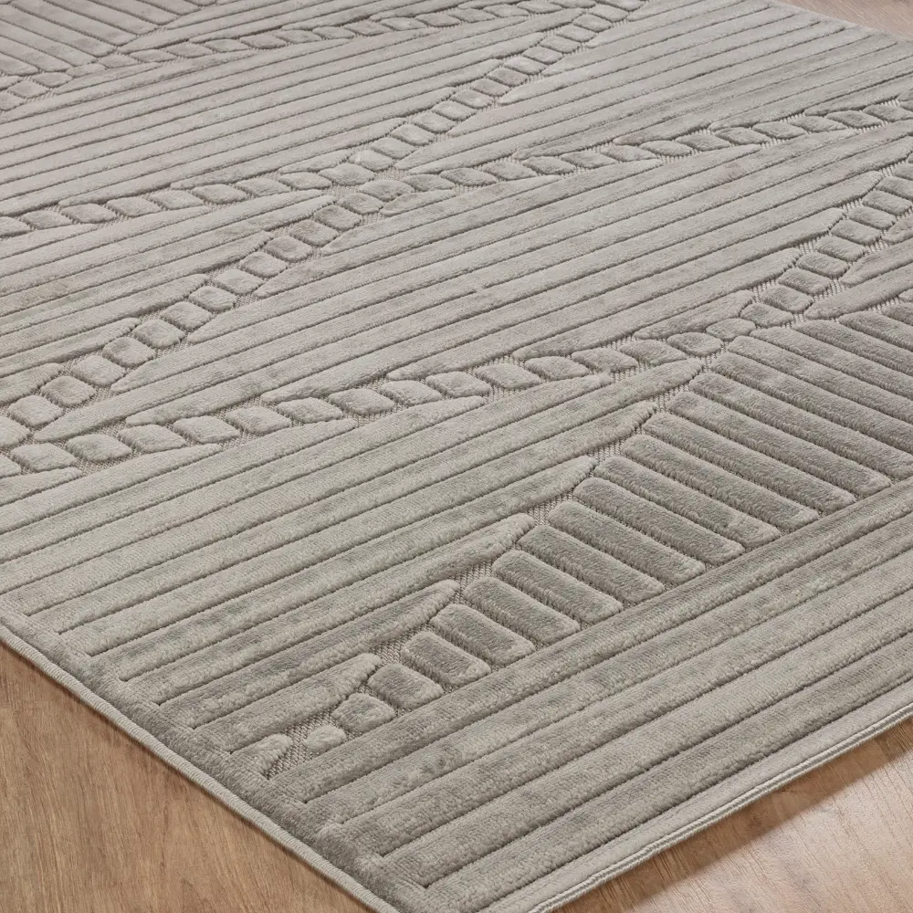 Mitsuko In- & Outdoor 3D High & Low Pile Textured Grey Rug - Image 3