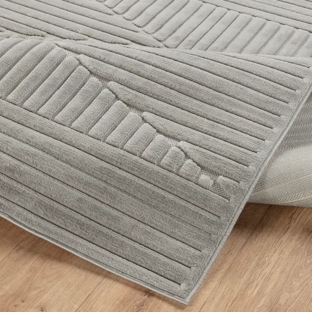 Mitsuko In- & Outdoor 3D High & Low Pile Textured Grey Rug - Image 4