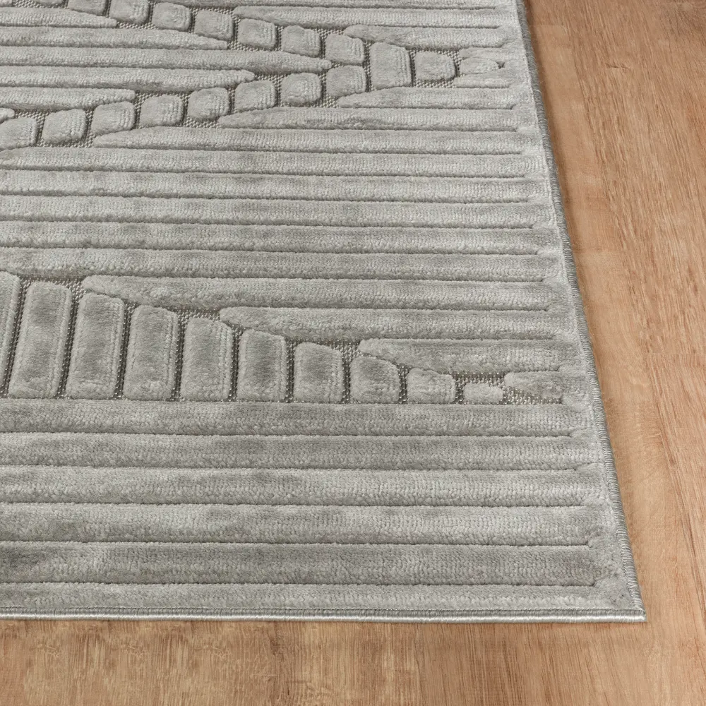 Mitsuko In- & Outdoor 3D High & Low Pile Textured Grey Rug - Image 5