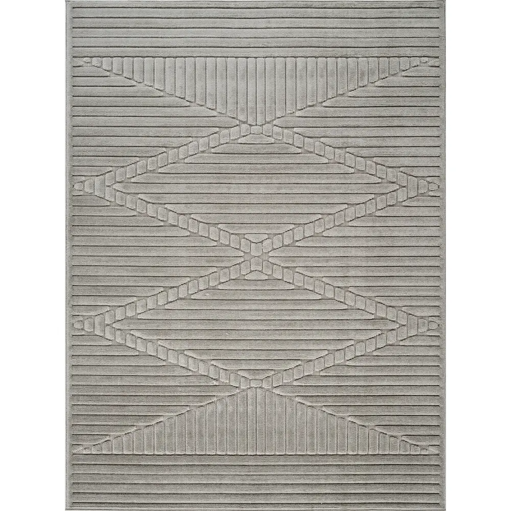 Mitsuko In- & Outdoor 3D High & Low Pile Textured Grey Rug - Image 8