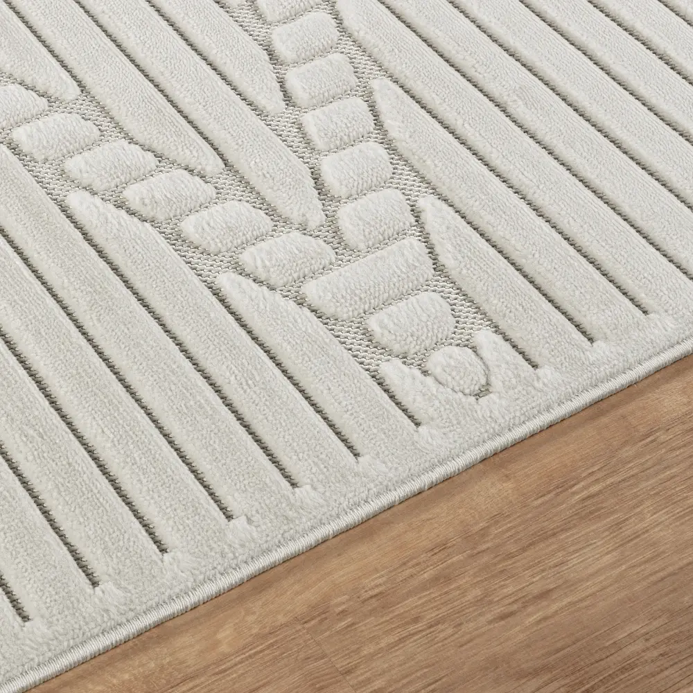 Mitsuko In- & Outdoor 3D High & Low Pile Textured White Rug - Image 2