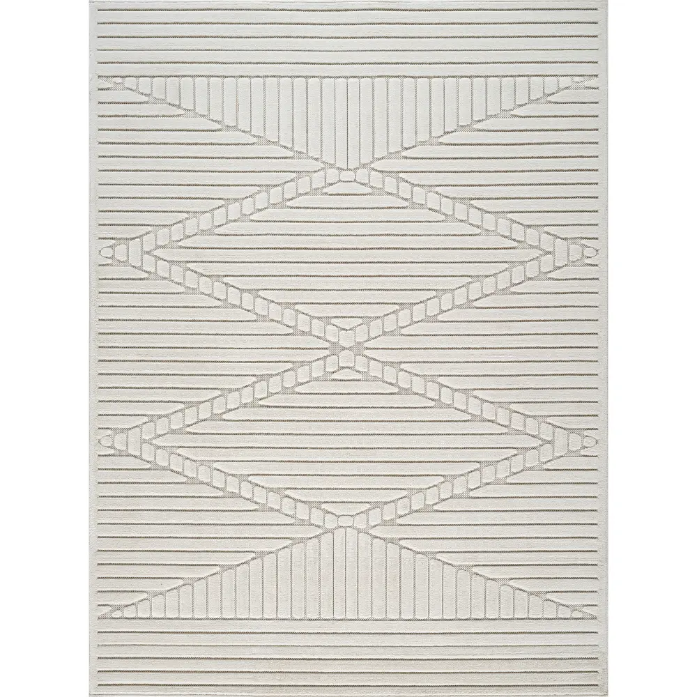 Mitsuko In- & Outdoor 3D High & Low Pile Textured White Rug - Image 3