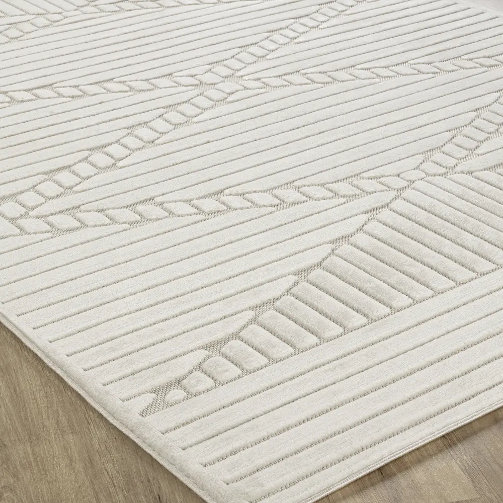 Mitsuko In- & Outdoor 3D High & Low Pile Textured White Rug - Image 4