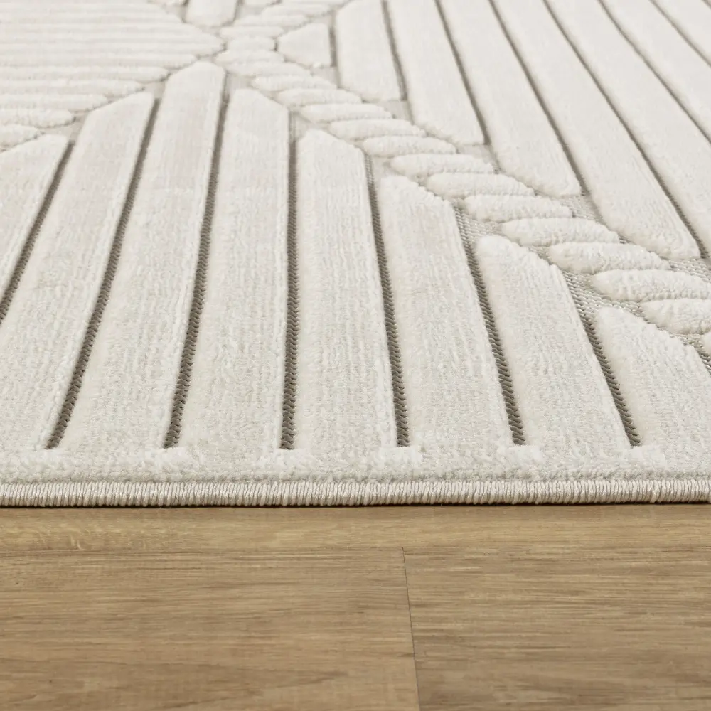 Mitsuko In- & Outdoor 3D High & Low Pile Textured White Rug - Image 7