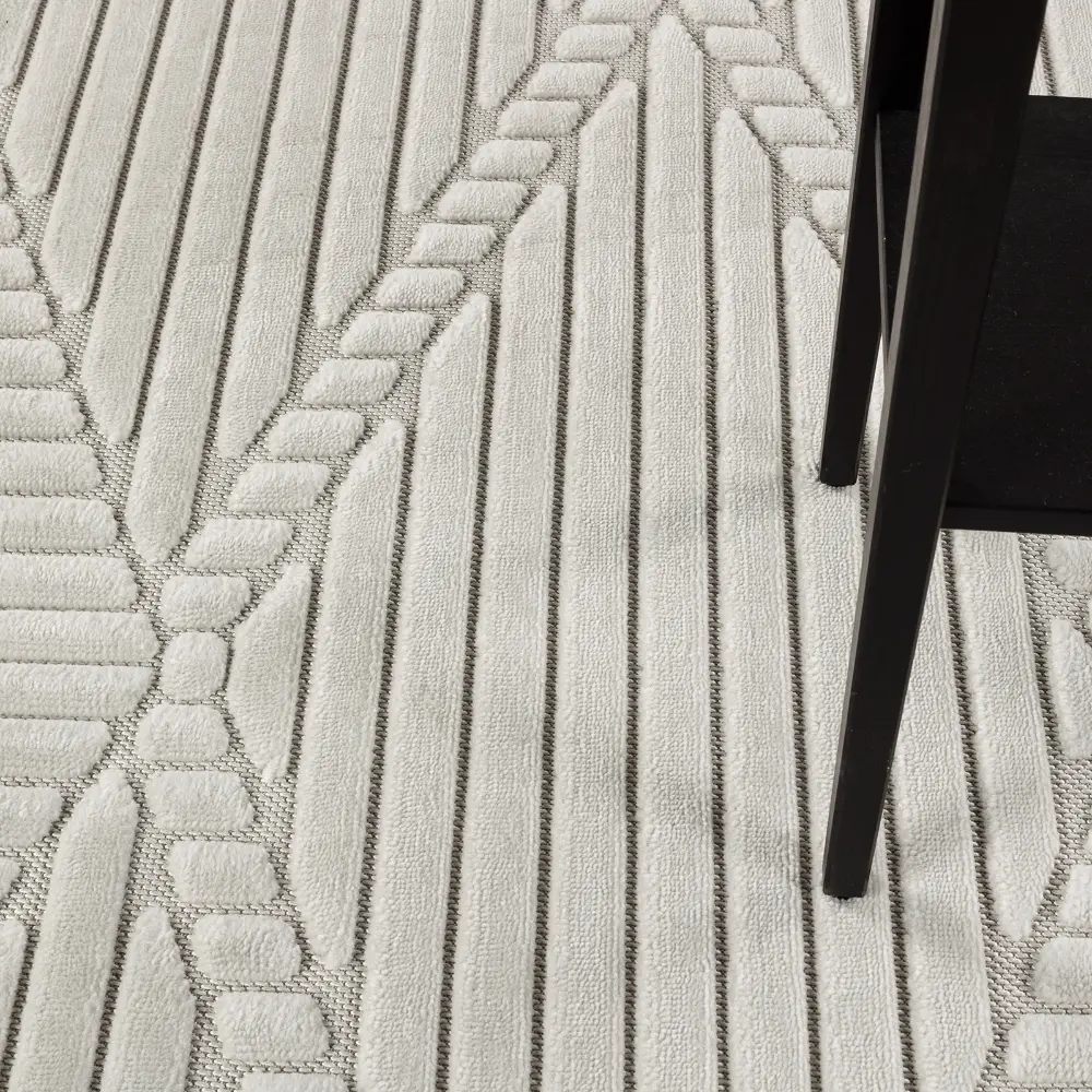 Mitsuko In- & Outdoor 3D High & Low Pile Textured White Rug - Image 8