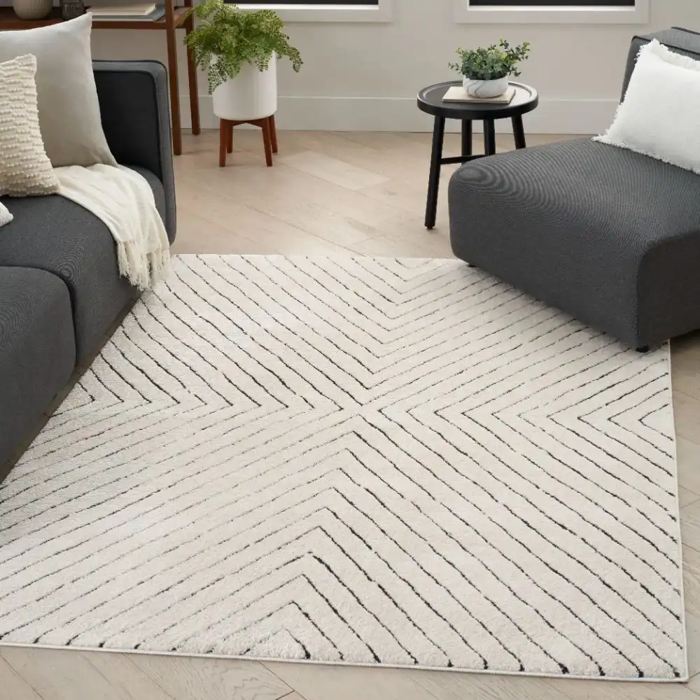 Modern Comfort MNC01 Ivory Black Rug - Image 3