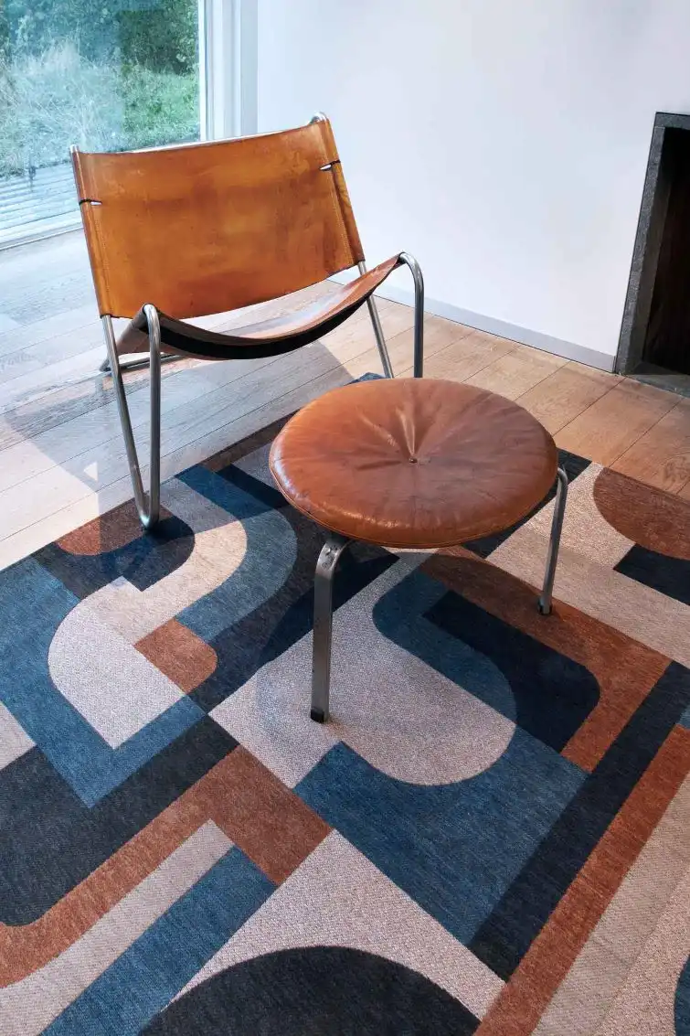 Module Nuance 9196 Camel Blue Washable Rug - Image 3