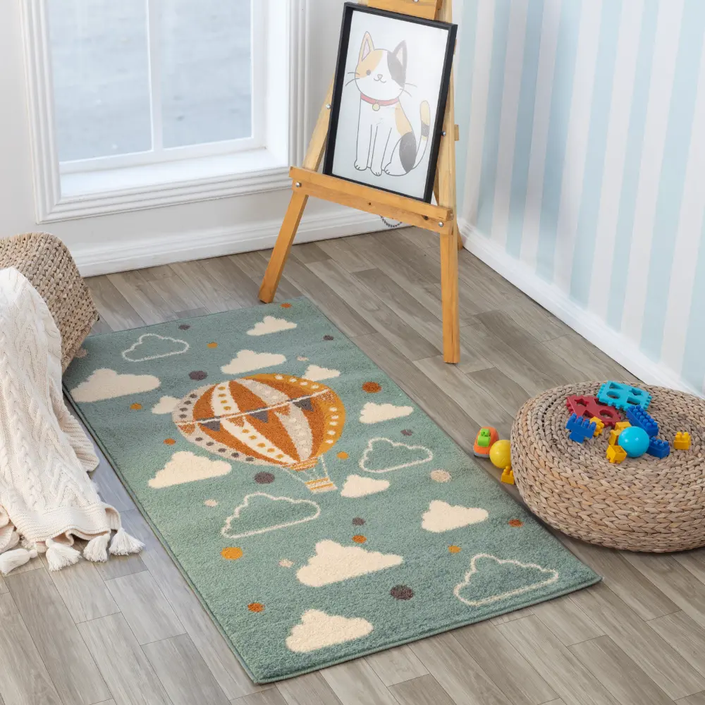Monty Kids Modern Multicolour/Blue BedroomRug - Image 12