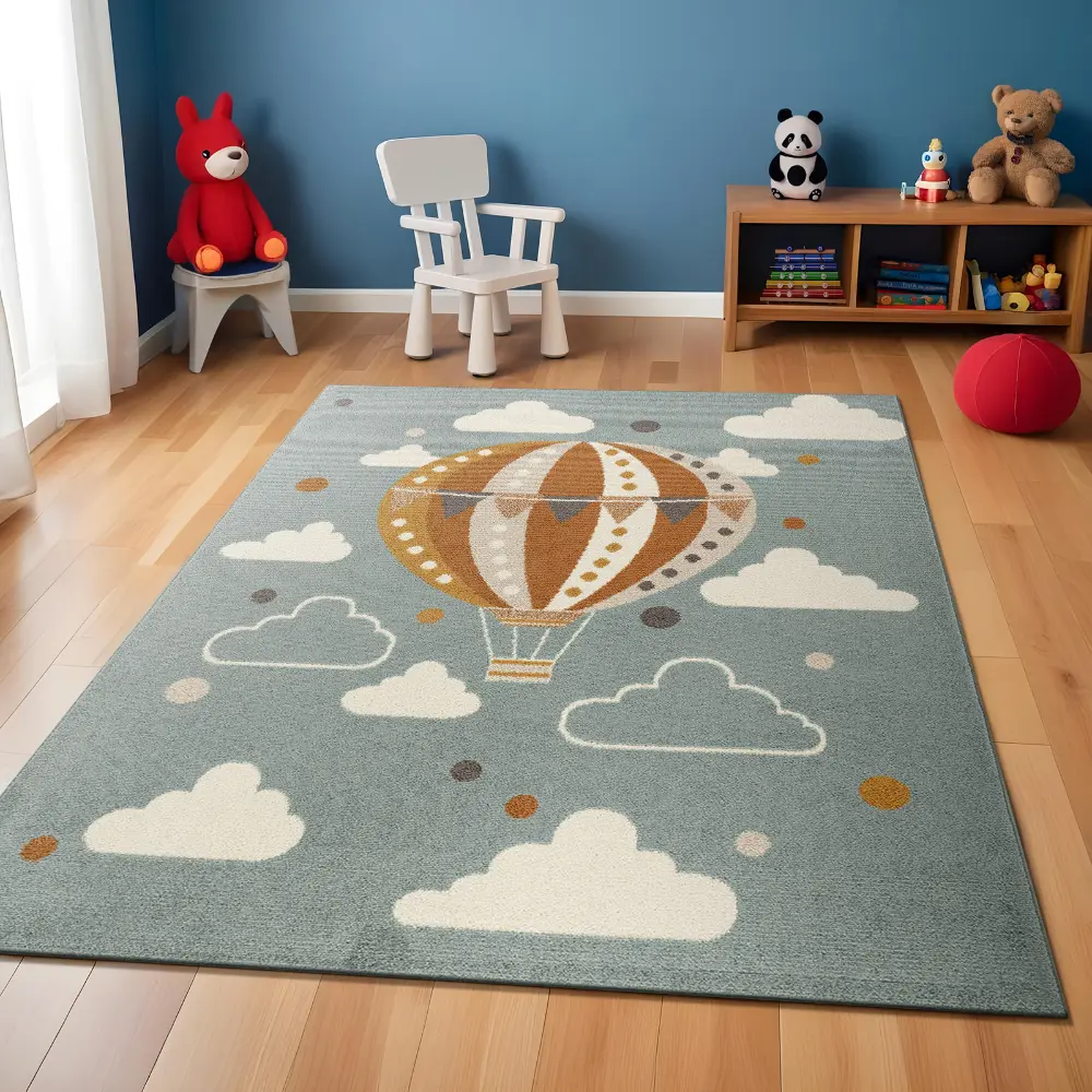Monty Kids Modern Multicolour/Blue Bedroom Rug