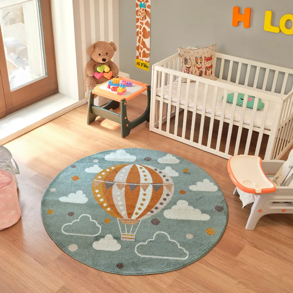 Monty Kids Modern Multicolour/Blue Bedroom Rug - Image 4