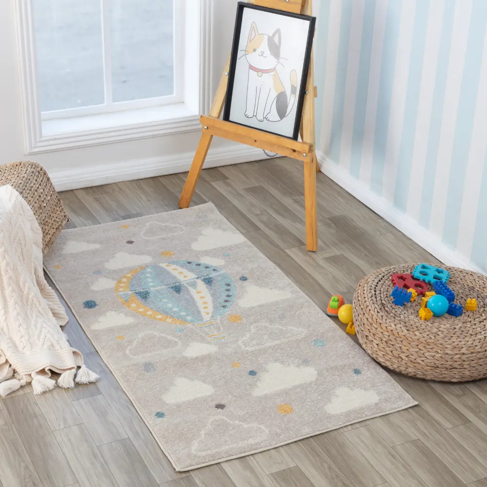 Monty Kids Modern Multicolour/Grey Bedroom Rug - Image 11