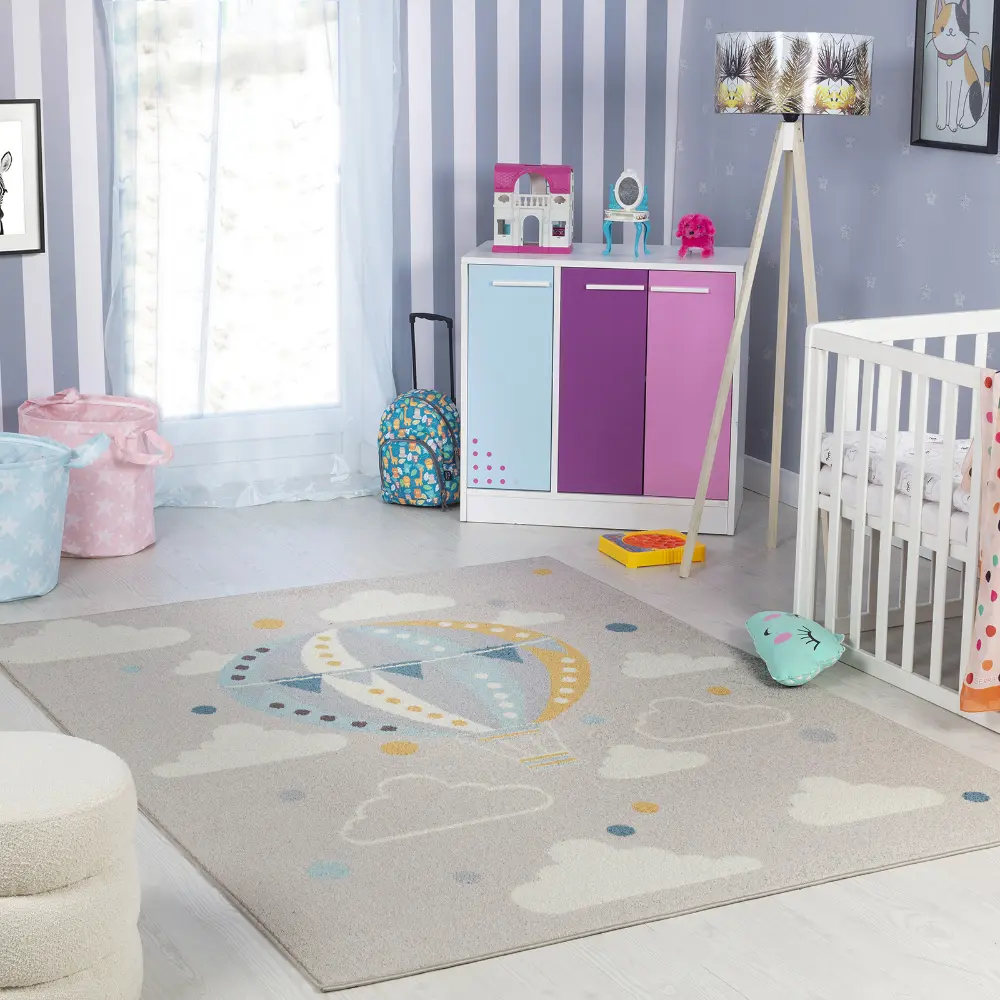 Monty Kids Modern Multicolour/Grey Bedroom Rug - Image 2