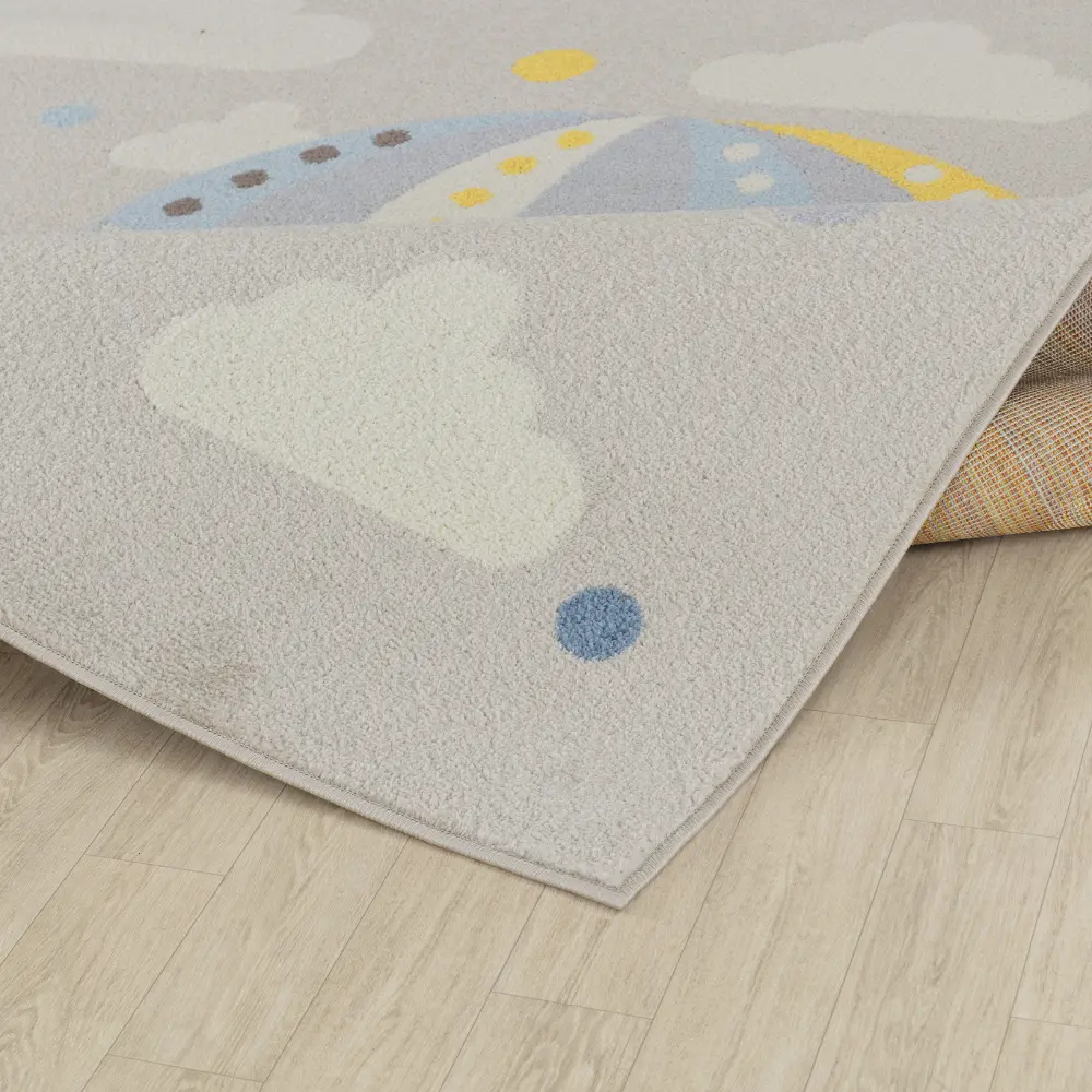 Monty Kids Modern Multicolour/Grey Bedroom Rug - Image 4