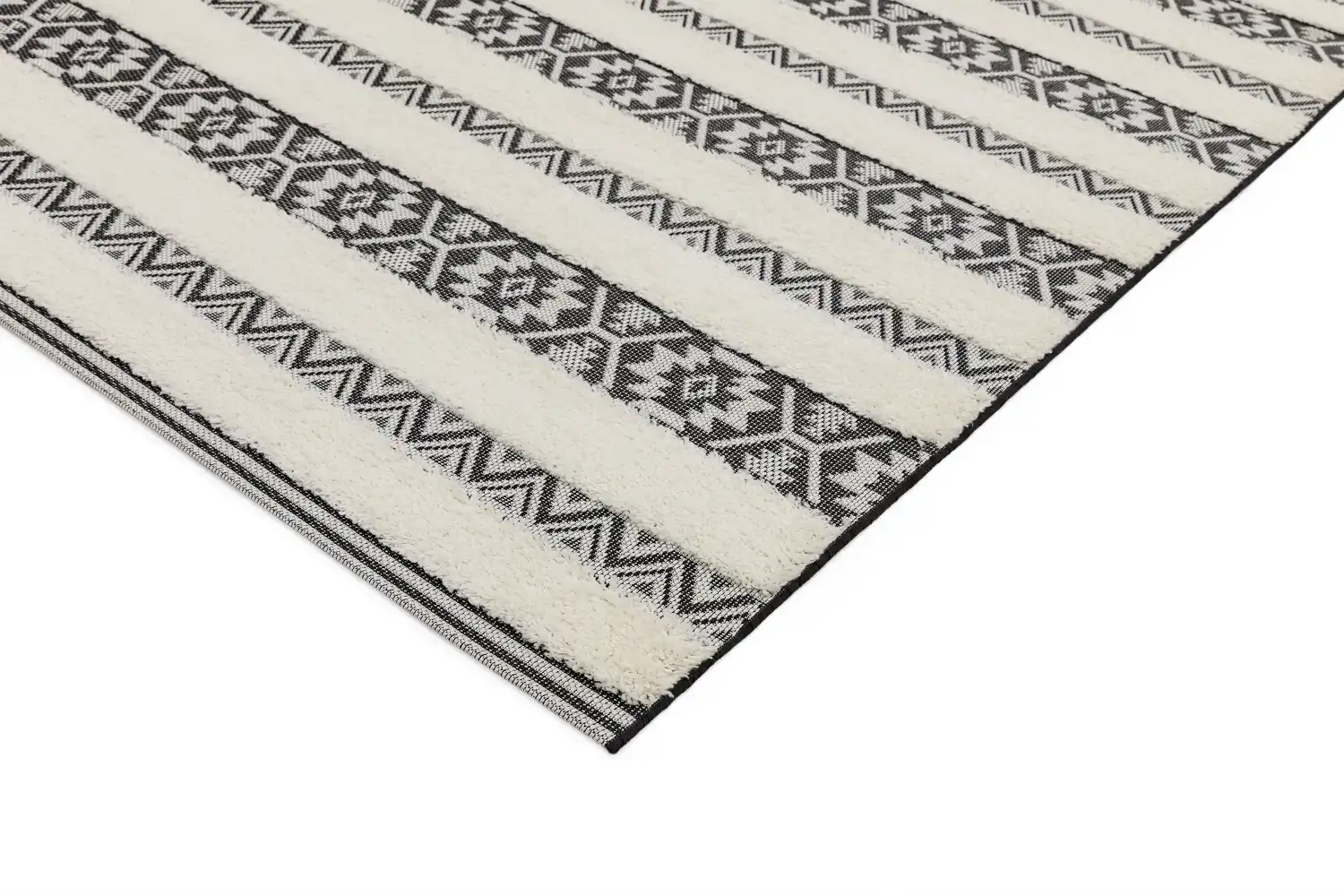 Monty MN03 Black Cream Stripe Rug - Image 2