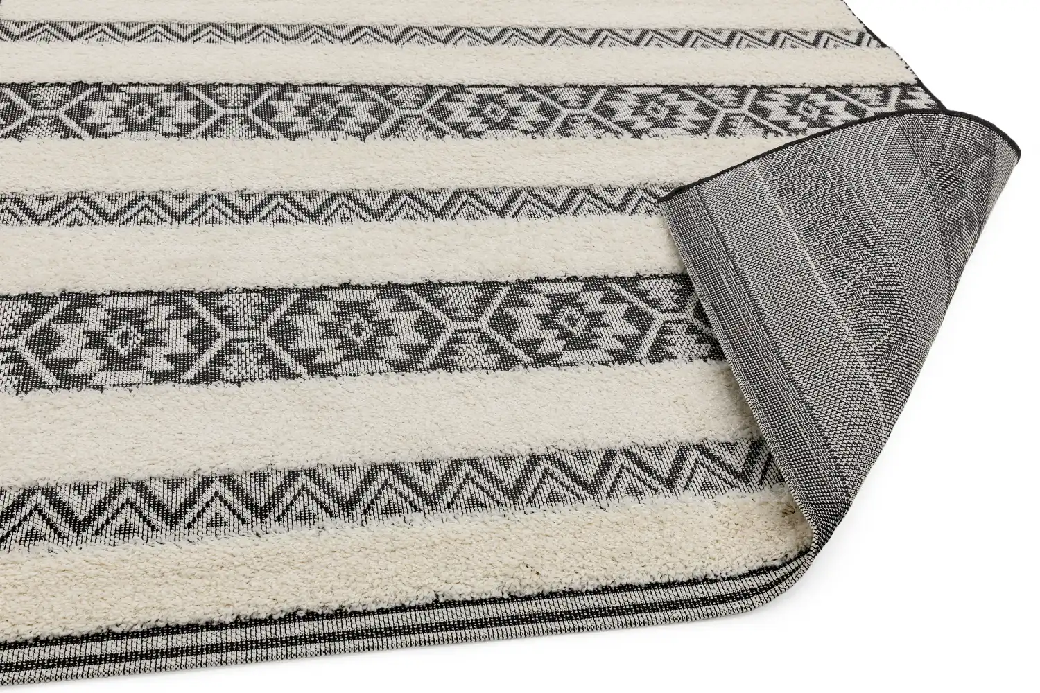 Monty MN03 Black Cream Stripe Rug - Image 3