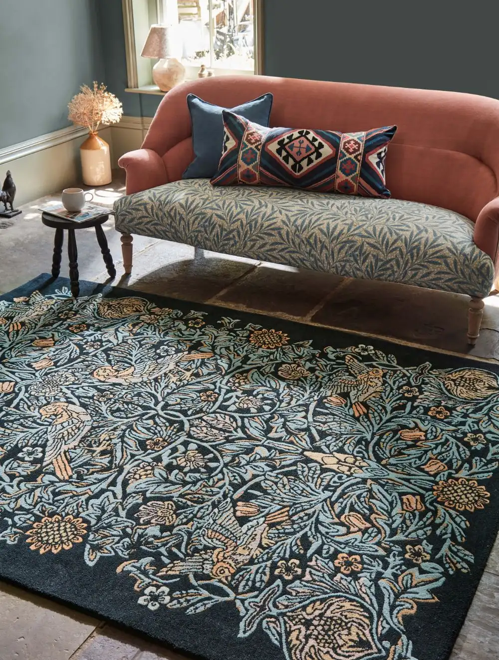 Morris & Co Bird Webbs Blue 128308 Rug - Image 2